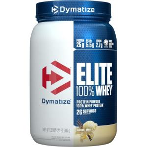 imageDymatize Elite 100 Whey Protein Powder 25g Protein 55g BCAAs ampamp 27 LLeucine Quick Absorbing ampamp Fast Digesting for Optimal Muscle Recovery Rich Chocolate 5 Pound 63 ServingsVanilla