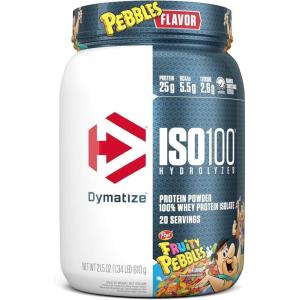 imageDymatize ISO100 Hydrolyzed Protein Powder 100 Whey Isolate Protein 25g of Protein 55g BCAAs Gluten Free Fast Absorbing Easy Digesting Fruity Pebbles 24 ServingsFruity Pebbles